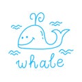 Whale doodle icon